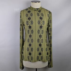 Daily Paper Pelembe Mesh T-Shirt Long Sleeve  Semi Sheer Leek Green L NWT